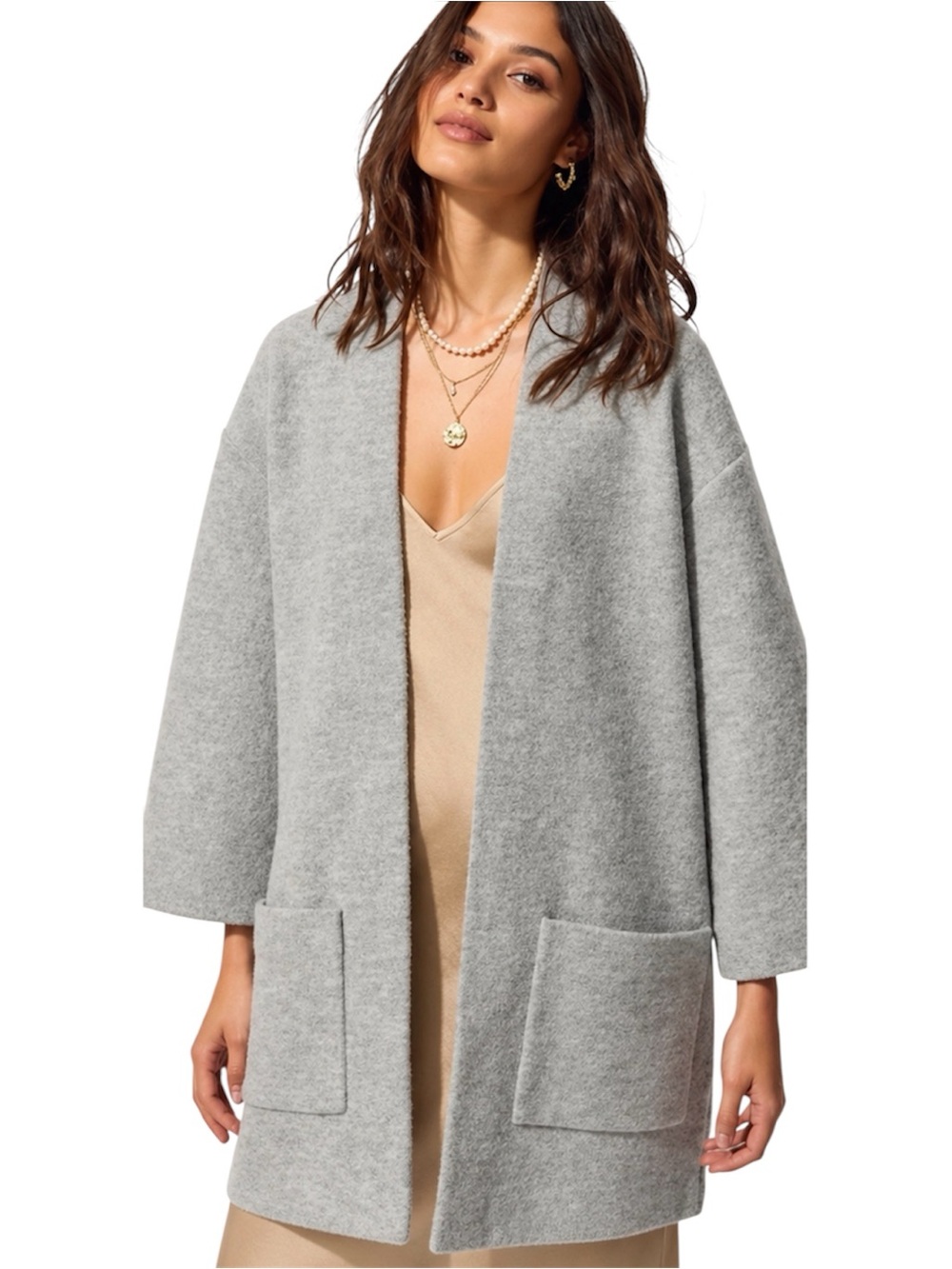 Wilfred Aritzia Grey Wool Open Front Oversized Coat Cardigan Jacket XS